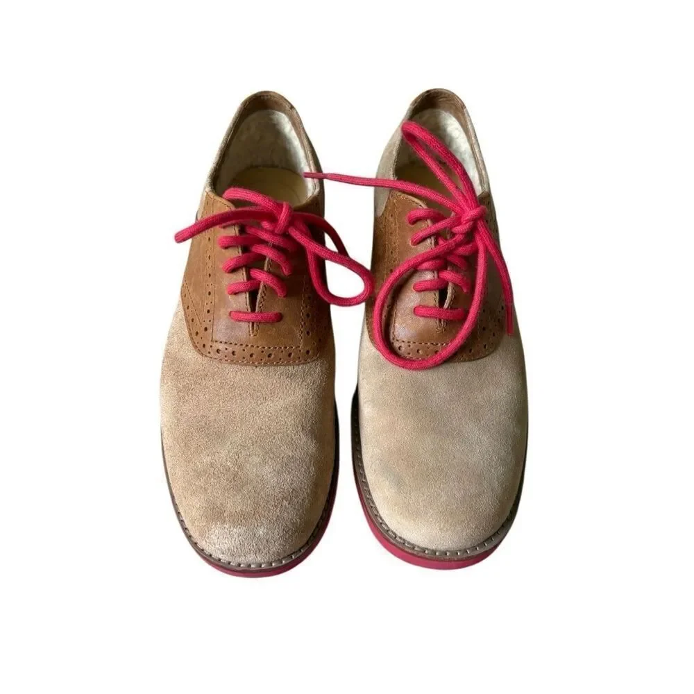 UGG Leather Colorblock Pattern Oxford Brown Suede leather Lace Up Dress Shoes si